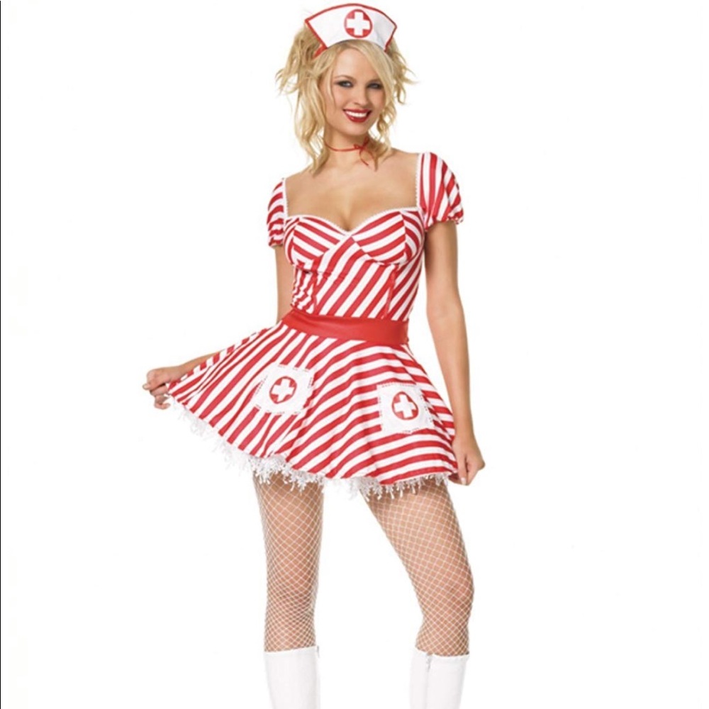 Candy Striper Nurse Halloween Costume & Petticoat